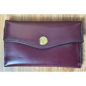 Vintage Bosca Women's Full Grain Leather Envelope Clutch Wallet Burgundy NWOT